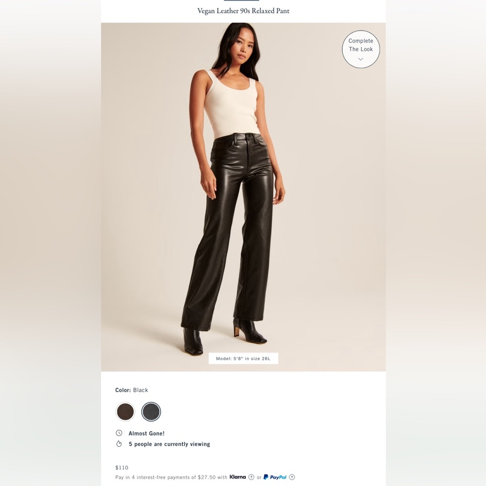Abercombie & Fitch 90s Relaxed High Rise Leather Pants